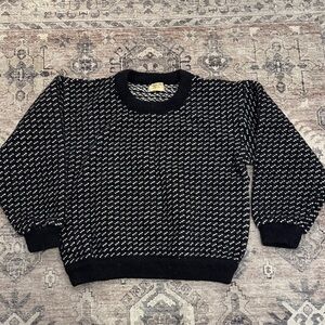 L.L. Bean Black and White Crewneck Sweater